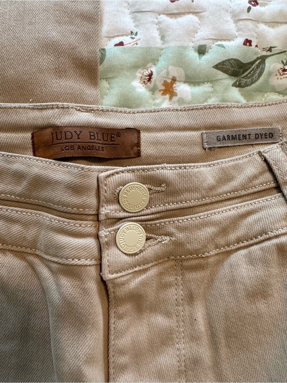 Judy Blue Women's Tan Jeans - High Waist Garment Dyed